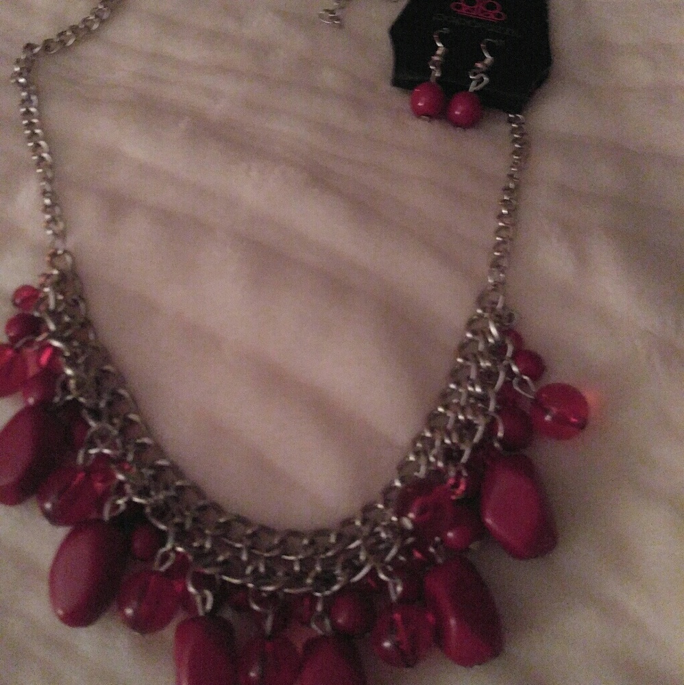 Paparazzi necklace with matching earrings.